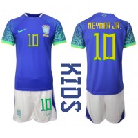 Brasilien Neymar Jr #10 Auswärts Trikotsatz Kinder WM 2022 Kurzarm (+ Kurze Hosen)